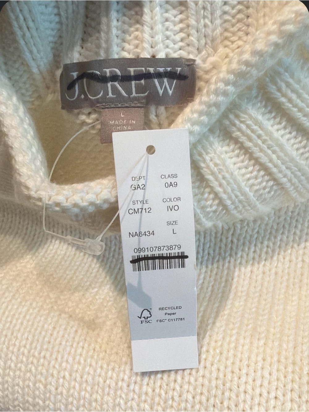 NWT J.Crew 2025 Rollneck Cotton Sweater Ivory Size L CM712 - Picture 15 of 15